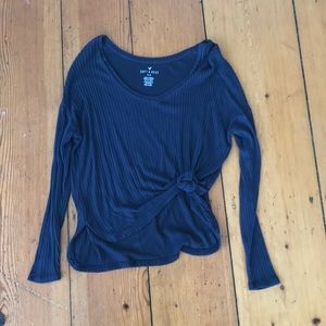 Blue ribbed long sleeve